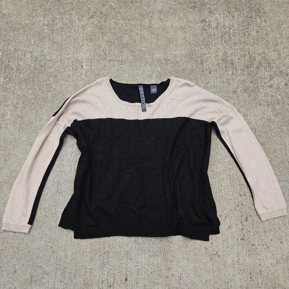 Black and cream Payton angora cashmere Pullover sweater small